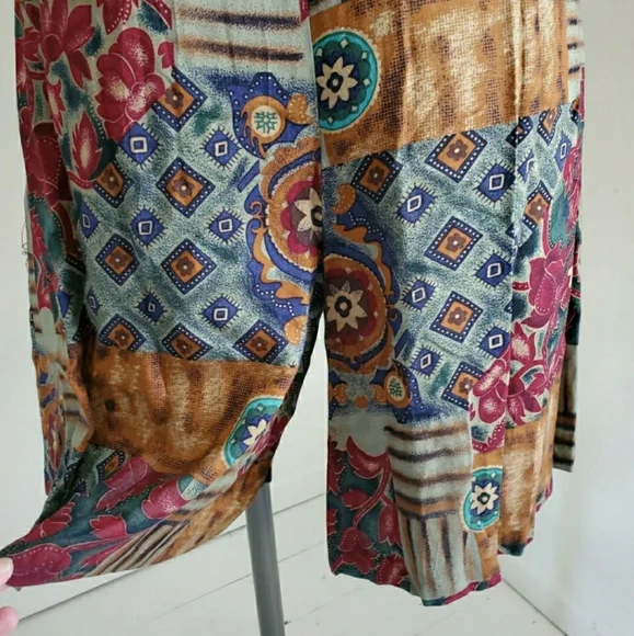 80s 90s Vintage Colorful Patchwork Pattern Romper size L-XL - Picture 6 of 6